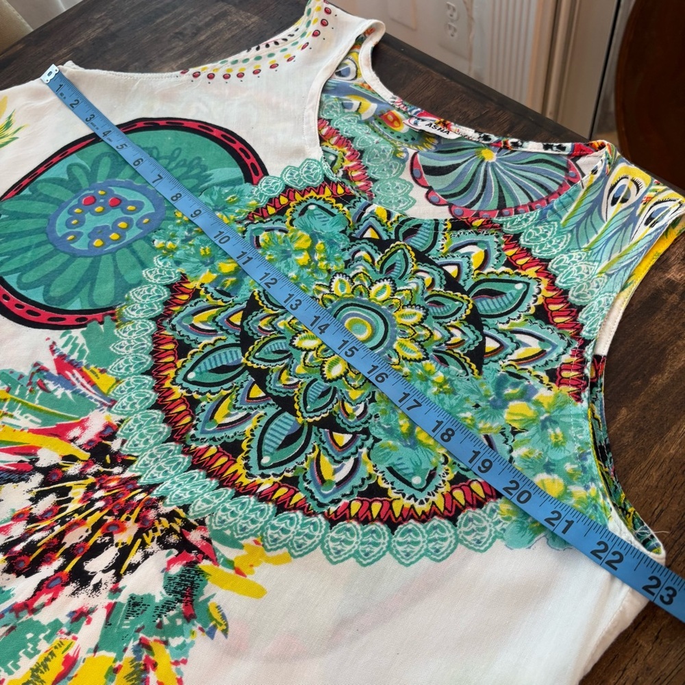 ASHA Asymmetrical Colorful Print Dress! Great condition! Bohemian! One size. - Picture 11 of 13